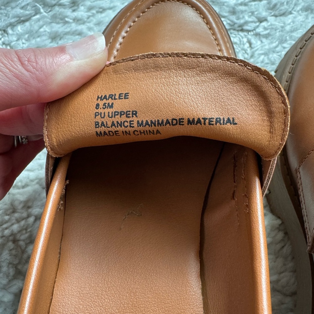 Madden Girl Cognac Lug-Sole Penny Loafers - Picture 3 of 6